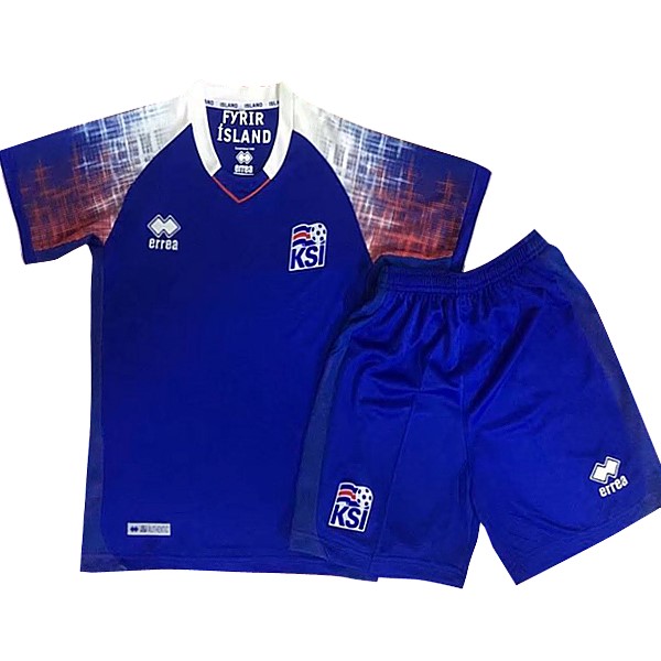 Maillot Football Islande Domicile Enfant 2018 Bleu